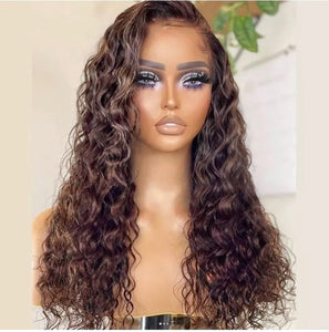 Deep Curl Human Hair Wig HD Lace With Highlights- Glueless!