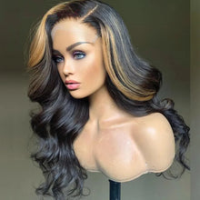 Load image into Gallery viewer, 100% Human Hair Wig Natural Color With #27 Blonde Color Root Body Wave Wig